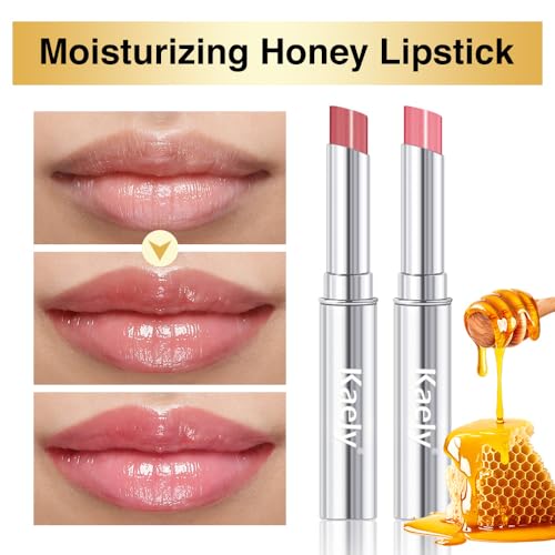 Image of evpct 2Pcs Dusty Pink Honey Lipstick Moisturizing Tinted Lip Balm for Women | Hydrating Formula Tinted Lip Oil Stick, Sheer Lightweight Softening, Shine Glowy Lipgloss Lips Color Tint Stain, Cruelty-Free