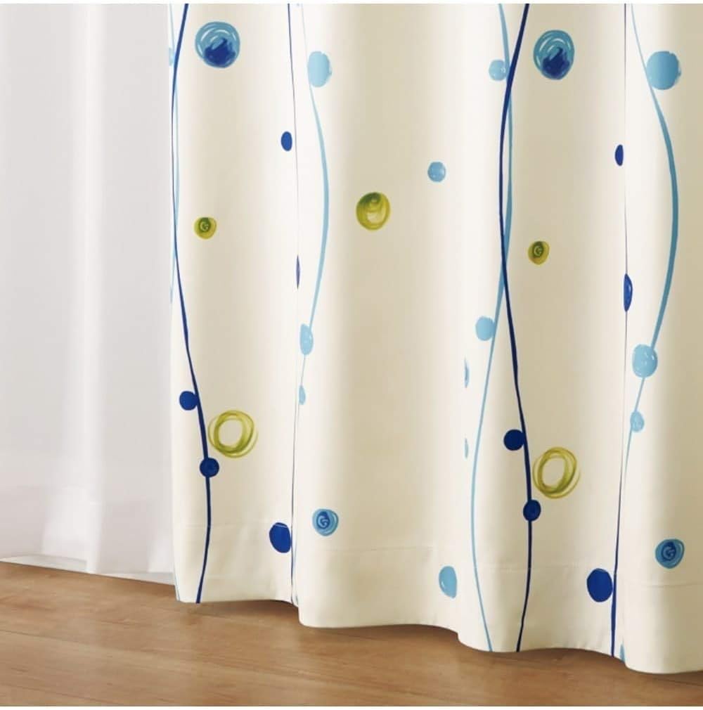 Nissen ニッセン 水玉柄遮熱 防音 1級遮光カーテン 夕方まで見え