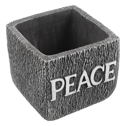 Pot de fleurs en ciment gris foncé avec trous d'aération pour plantes - 2
