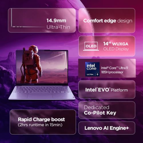 Image of Lenovo Yoga Slim 7 Intel Core Ultra 9 185H 14 inch(35.5cm) WUXGA-OLED Laptop (32GB RAM /1TB SSD /AI PC /Windows 11 /Microsoft 365 Basic + Office Home 2024 /1Yr ADP Free /Grey /1.39Kg), 83CV00B3IN