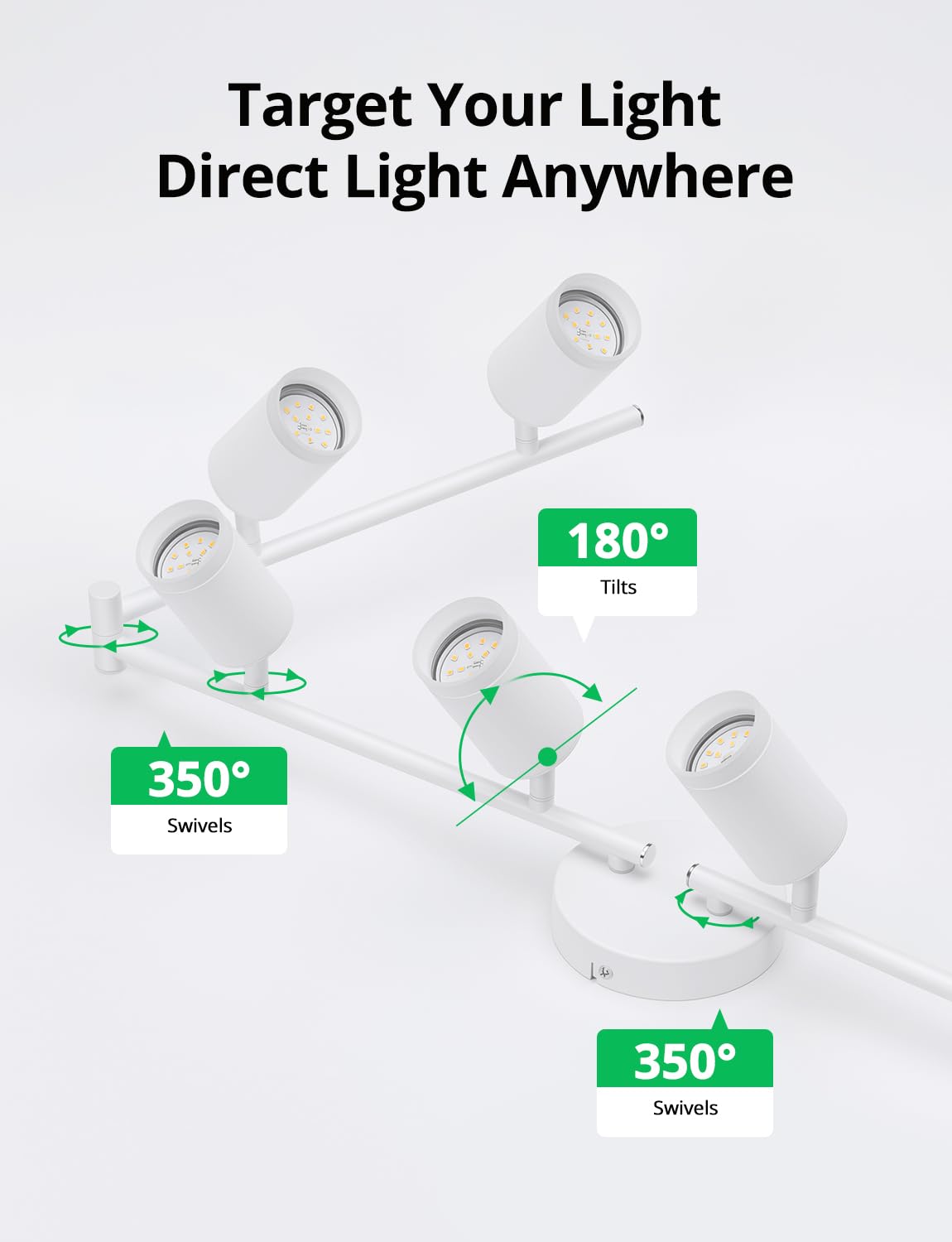 Lampa sufitowa z 8 białymi reflektorami LED, obrotowa, GU10, lampa sufitowa do kuchni, cienka lampa sufitowa do nowoczesnych lamp sufitowych do jadalni (bez żarówki)