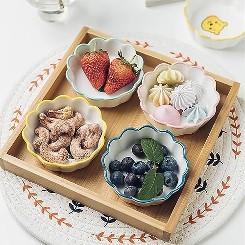 Image of YELONA 100ml Ceramic Sauce, Seasoning, Chutney, Sushi, Soy Dipping Bowl, Appetizer Plates, Mini Side Serving Dish for Home, Kitchen- Set of 6|Yellow|Giraffe