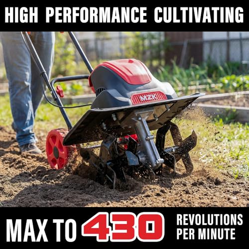 MZK 16-Inch 13.5-Amp Corded Electric Tiller/Cultivator, 8-inch tillling Depth with Adjustable Wheels, Foldable Electric Rototiller for Lawn/Yard/Garden Soil Digging,TC16A08 - Thumbnail 3