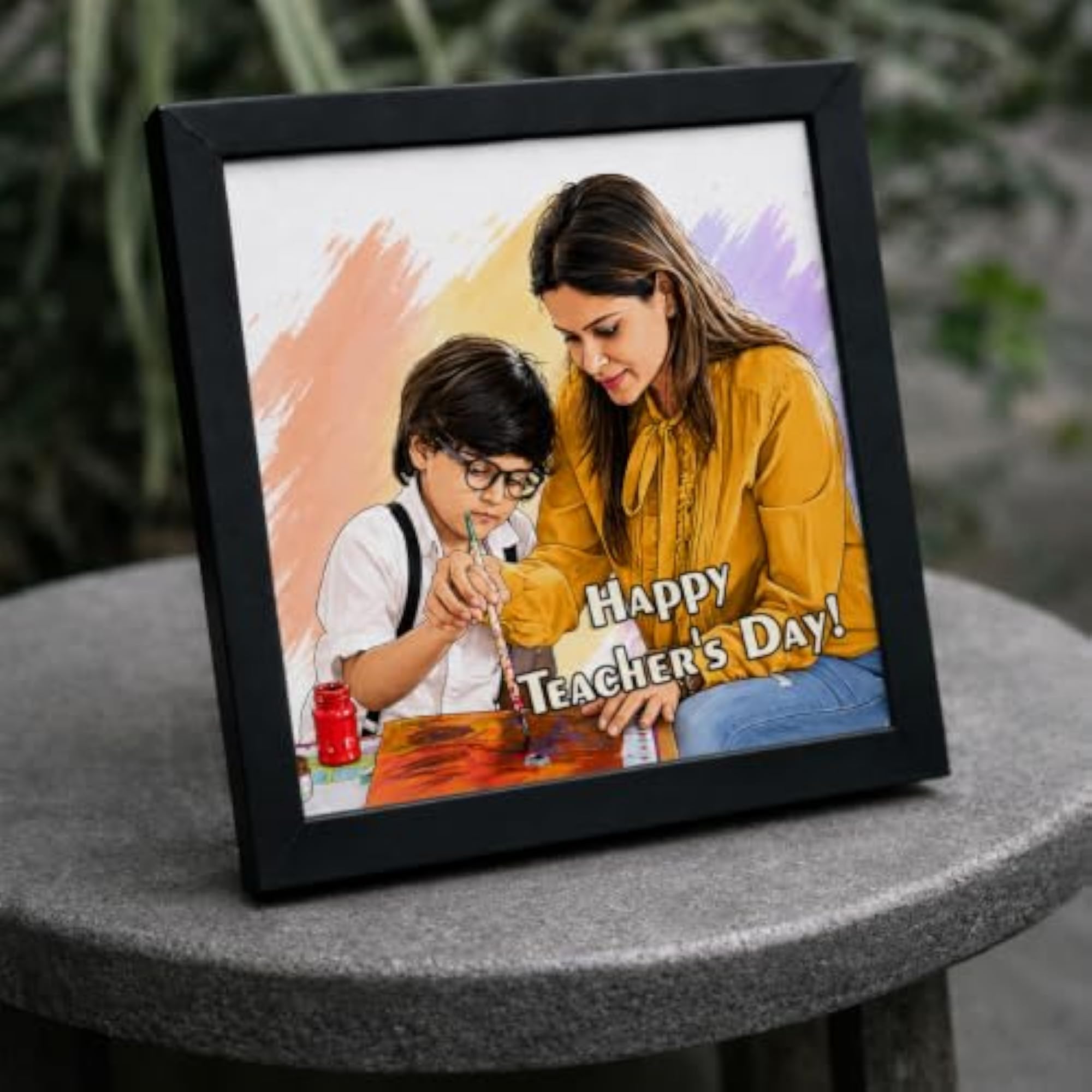 Personalized Teacher's Day Cartoon Photo Frame, Custom Gift