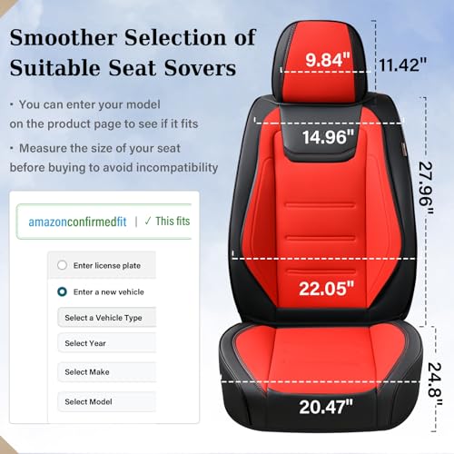 Image of Coverado Car Seat Covers Full Set, Seat Covers for Cars, Front Seat Covers and Back Seat Cover Waterproof Leather Automotive Seat Cover, Universal Car Interior Protectors Cushion for Most Cars