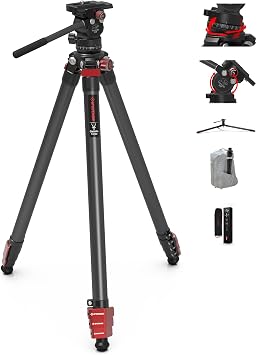 IFOOTAGE Gazelle Travel Tripod TA3B with Komodo Fluid Head K3,62/157.5cm Aluminum Alloy Tripod Kit for Camera,Smartphone Live Streaming Vlog Sony Nikon Canon Fuji DSLR,Load 11lbs,TA3B+K3