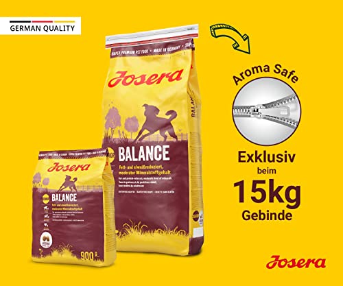 JOSERA Balance (1 x 15 kg) | Senior | Premium Trockenfutter für ausgewachsene ältere Hunde | Geflügel & Reis | fett- und eiweißreduziert speziell für Senioren | weizenfrei | Hundefutter | 1er Pack