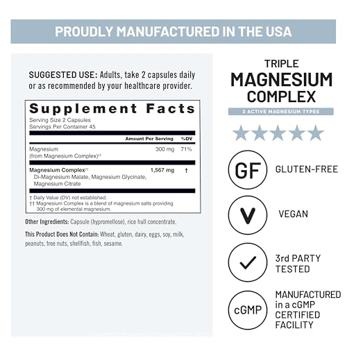 NatureWise Triple Magnesium Complex - Chelated - High Absorption Magnesium Glycinate + Malate + Citrate for Muscle Nerve & Sleep Support - Vegan 90 Capsules - image 7
