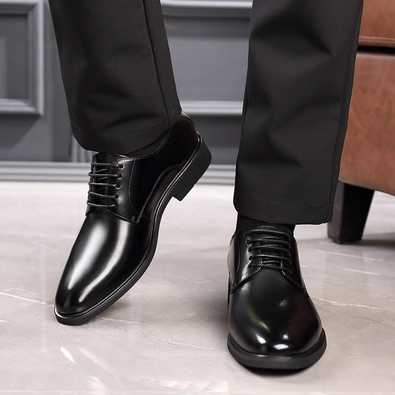 Men's Elegant Patent Leather Dress Shoes Men Formal Business Suit Tuxedo Shoes Classic Leather Weeding Prom Dressy Derby Formal Oxford(Black,8)3
