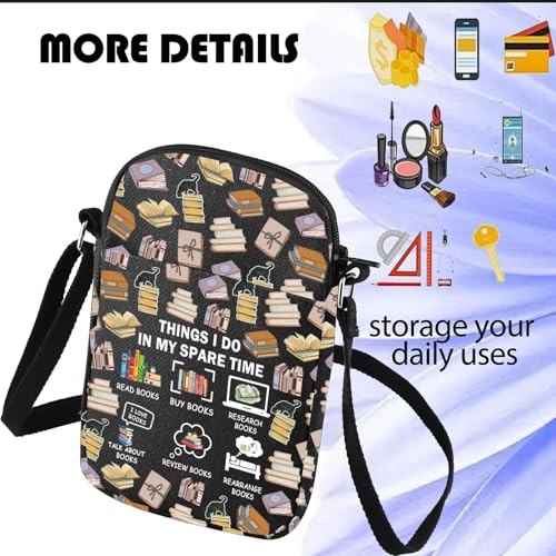 JYTAPP Book Lovers Crossbody Bag Things I Do In My Spare Time Crossbody Purse Gifts for Books Lovers Bookworm Gifts3