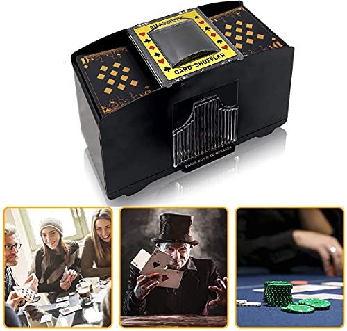 Nileole 1-4 Decks Automatic Card Shuffler, Battery-Operated Electric Shuffler, Casino Card Game Table Accessories For Uno, Texas Hold'em, Poker, Home Card Games, Blackjack, Party Club #TOP1