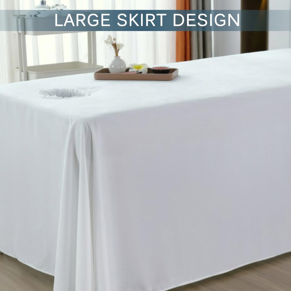 Lot de 2 housses de table de spa lavables avec jupe - Drap de lit complet pour tables de 80 x 190 cm - Jupe de canapé professionnelle