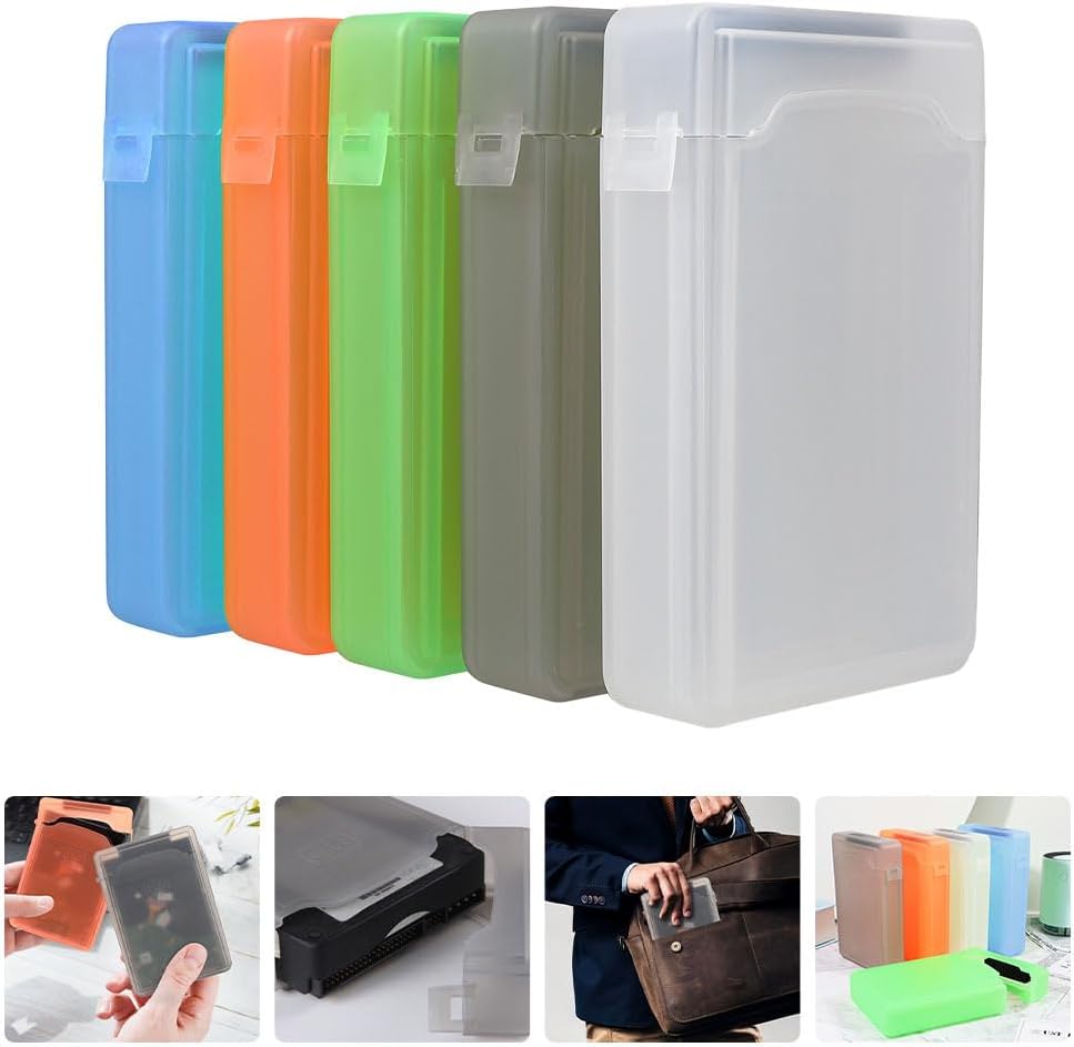 Hemoton 2.5 Inch Hard Drive Storage Case Portable External HDD Protective Box Shock Resistant Compact Organizer for Home and Office Use 5-Pack