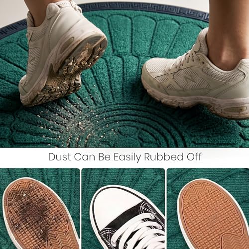 Image of Yellow Weaves Semi Circle Door Mat for Home Entrance, Half Moon Outdoor Rubber Mat - Non-Slip, Anti Skid Half Circle Foot Mat, Dirt Trapper, Heavy-Duty, Waterproof Main Doormat, 45x70 cm | Green