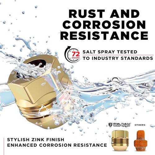 Image of White Knight 2010-4 Zinc Gold (7 /8 inch Hex Size) Open End Dual Thread Lug Nut - 4 Pack