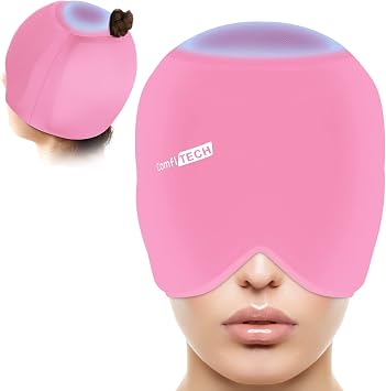 ComfiTECH Top Coverage Head Ice Pack Wrap Cold Cap, Pink, M