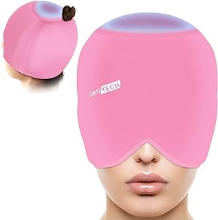 ComfiTECH Head Ice Pack Wrap with Top Coverage Cold Cap Cooling Gel Hat, Pink