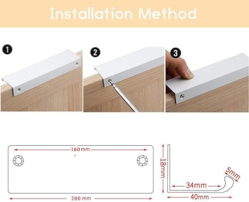 Miniatura 10 de JOOJA Paquete de 10 manijas de estilo moderno para cajones de muebles con borde de dedo, manijas ocultas para cajones de cocina, pomos (7.78