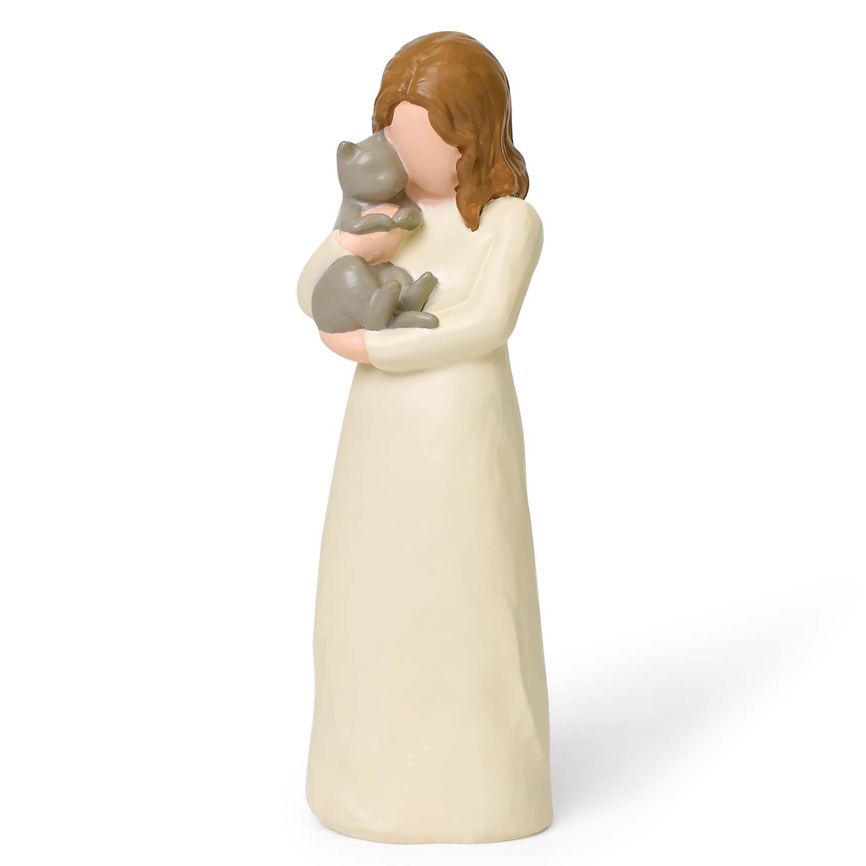 Cuayaes Cat Memorial Gifts, Grey Cat Figurines Loss of Cat Sympathy Gift for Cat Mom, Friendship Guardian Angel Statue Cat Remembrance Gifts for Women