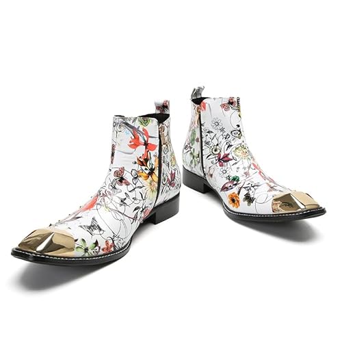 Feito à mão Botas de tornozelo para homens com tachas de metal decoração cano baixo com torneira de