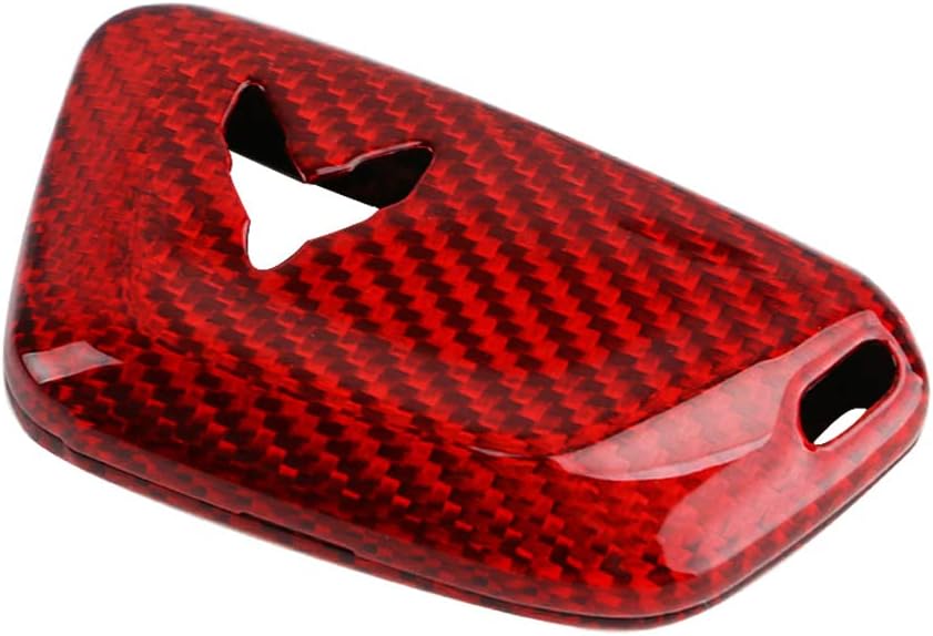 PACEWALKER Carbon Fiber for Chevrolet Corvette C8 Key Fob Case Cover 2020 2021 2022 2023 2024 2025 Keyless Entry Shell Trim (Red)