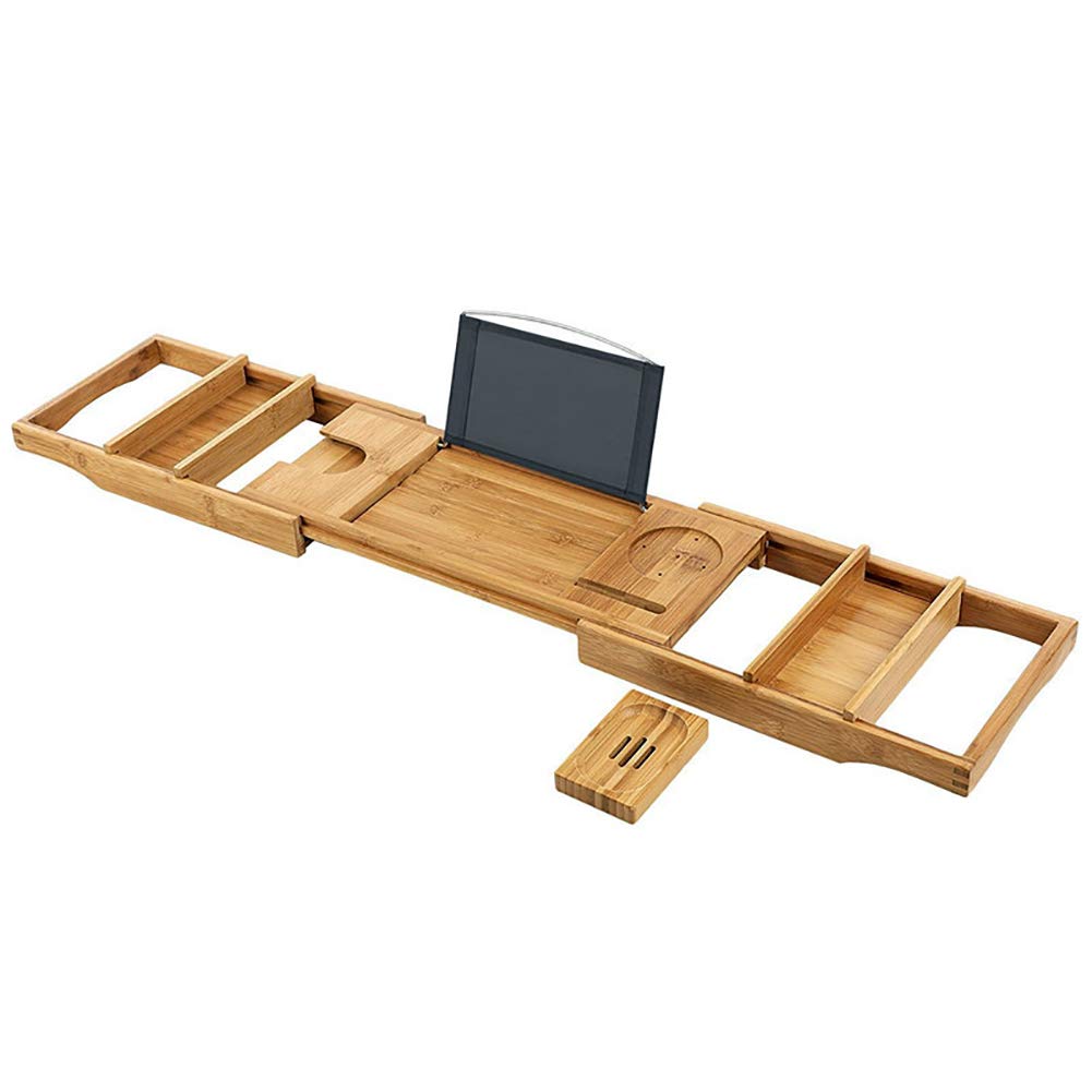Bandeja De Bañera Bañera Caddie, Cama Escritorio Del Ordenador Portátil, Bandeja De Bañera Grande De Bambú 100% De Bandeja De La Cama, Uno O Dos Persona Bañera Y Bandeja De La Cama,(75/109)x23x4.5 cm
