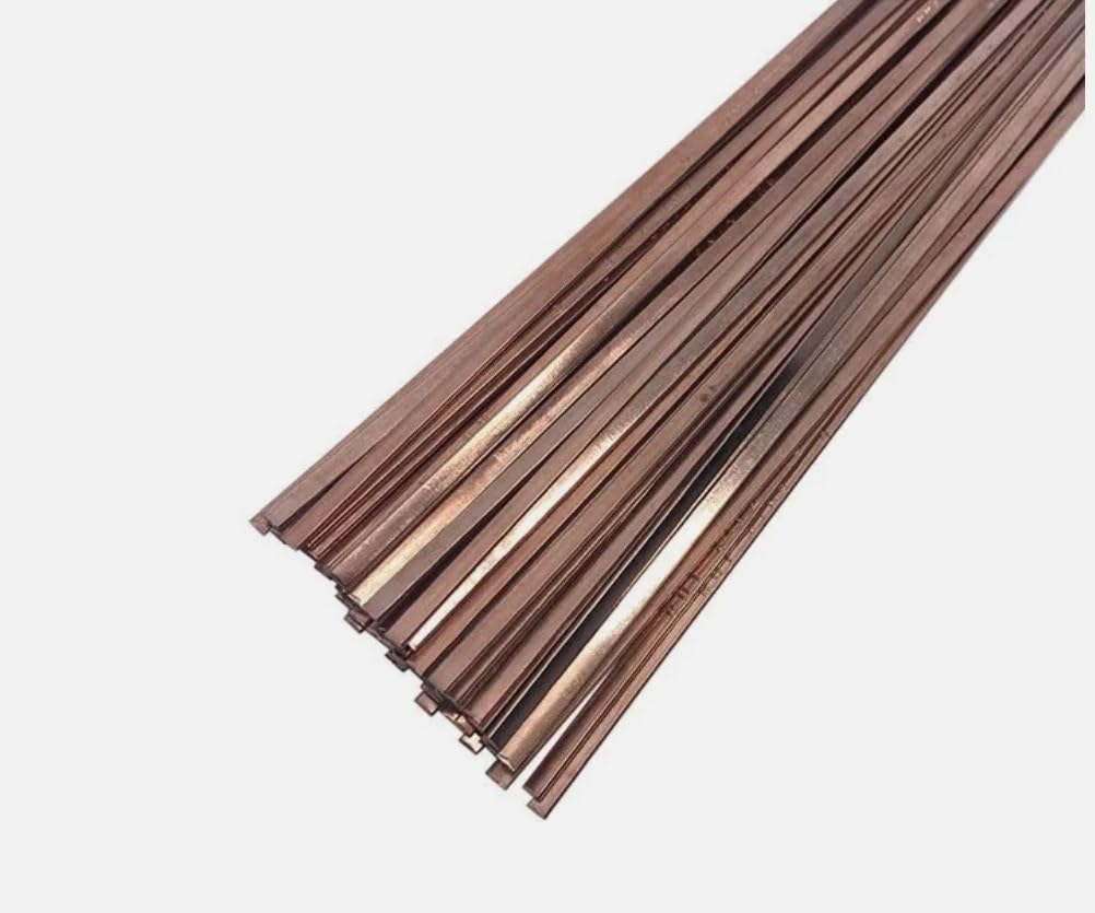Lutowanie płaskie z miedzi fosforowej, 50 szt., lut BCuP-2 niskotemperaturowy, 1,0 x 3,2 x 400 mm, do rur miedzianych w lodówkach klimatyzacyjnych