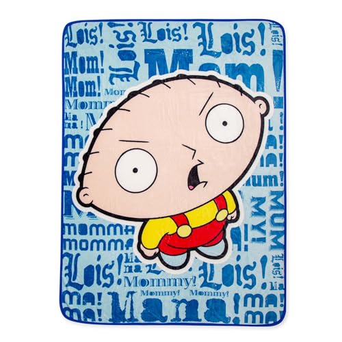 Family Guy Stewie Griffin Mama Raschel Throw Blanket | Soft Polyester Cover for Sofa, Bed | 45 x 60 Inches