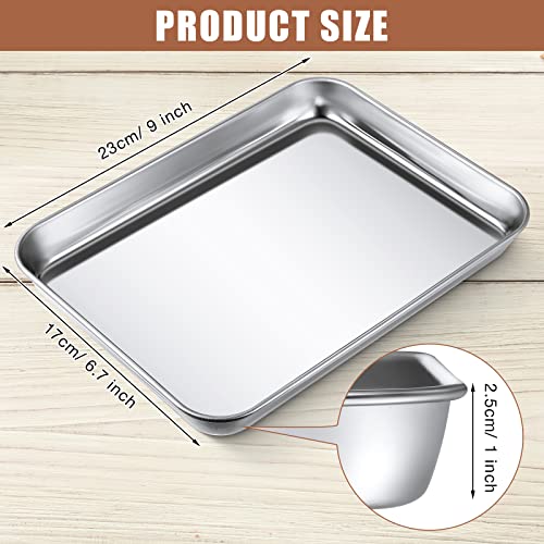 Potchen Sheet Pan Set Cookie Sheet Cooking Baking Sheet Toaster Oven Pans Stainless Steel Tray Barbecue Grill Pan Rectangle And Dishwasher Safe, 9 X 6.7 X 1 Inches (12 Pcs) #TOP2