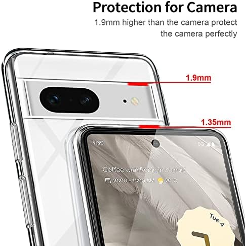 FLLAO Clear Case Compatible with Google Pixel 7 Case with 3 Tempered Glass Screen Protector, Soft Bumper Anti-Scratch Silicone Phone Case Cover Transparent