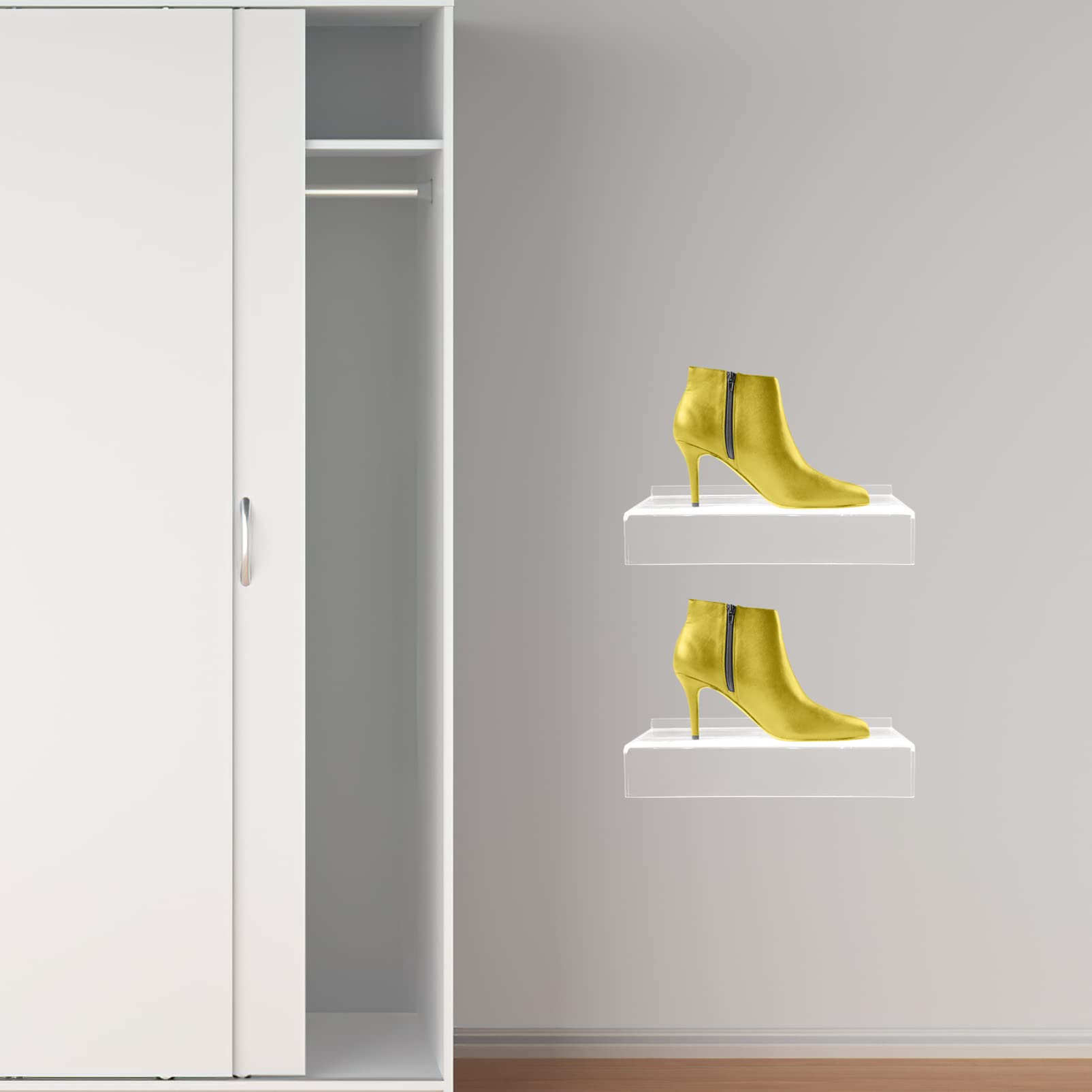 Luxshiny Scaffale per Scarpe da Muro in Plastica 5 Pezzi Etichette, Espositore per Scarpe Facile da Installare per Negozi e Vetrine