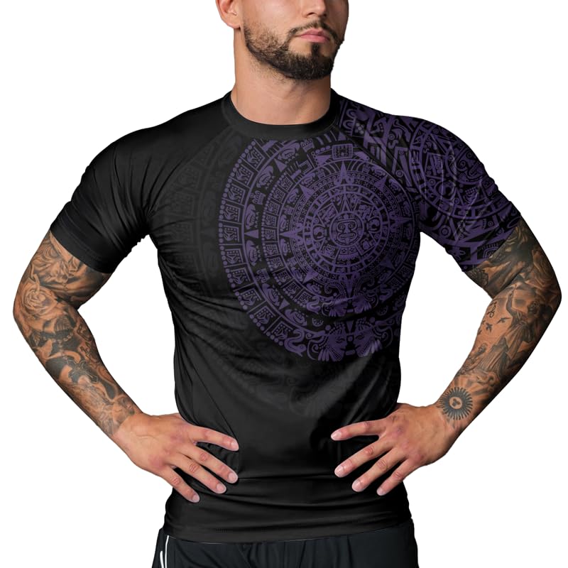 Aztec Ranked Men's Short Sleeve Rash Guard Baselayer Compression Shirt for MMA BJJ Jiu Jitsu4