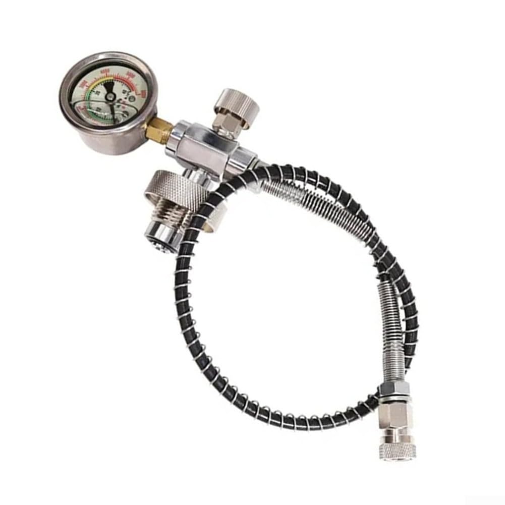 Adaptador de aire DIN G5/8 con manguera de resorte y manómetro de aceite resistente