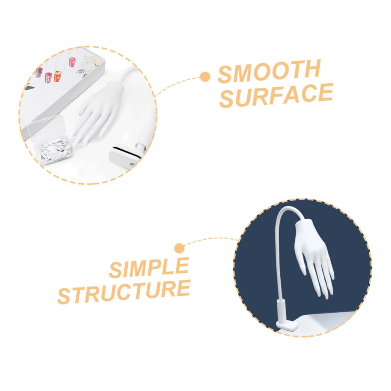 Nail Practice Hand Model Reusable Soft Training Tool for Manicure Realistic Fingernail Practice Hand for Beginners and Professionals Lightweight Nail Tips