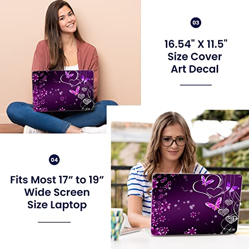 Image of LSS 17-17.3 inch Laptop Notebook Skin Sticker Cover Art Decal Fits 16.5 inch 17 inch 17.3 inch 18.4 inch 19 inch HP Dell Lenovo Apple Asus Acer Compaq (Free 2 Wrist Pad) Purple Heart Butterfly