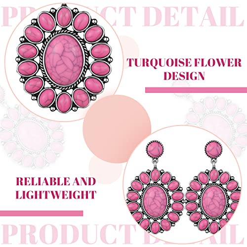 Bonuci 4 Pairs Western Earrings Boho Turquoise Oval Drop Dangle Earrings for Women Vintage Bohemian Drop Dangle Jewelry Aesthetic Statement Western Country Jewelry2