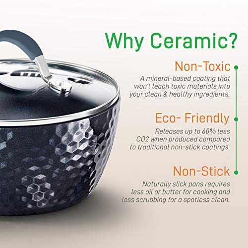 Nutrichef Nonstick Cookware Excilon Home Kitchen Ware Pots & Pan Set With Saucepan Frying Pans, Cooking Pots, Lids, Utensil Ptfe/Pfoa/Pfos Free, 11 Pc, Blue Diamond #TOP3