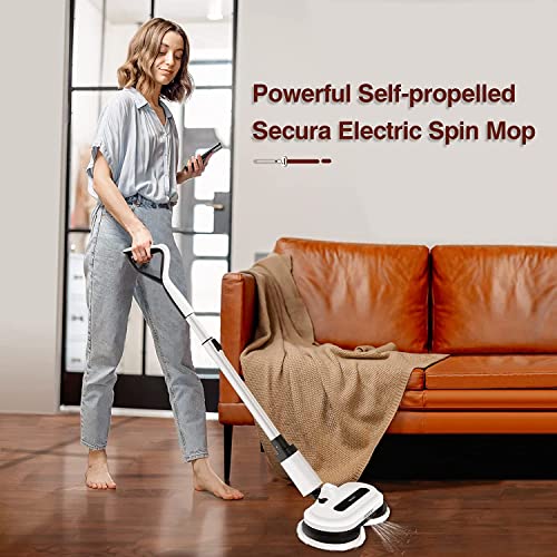 Secura Electric Mop, Cordless Electric Spin Mop With Water Spray And Led Headlight, Up To 60 Mins Powerful Floor Scrubber, Floor Cleaner For Hardwood, Tile & Laminate Floors #TOP1