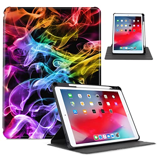 Vimorco for iPad 9th/8th/7th Case 10.2 inch 2021/2020/2019 Cover,for iPad Pro 10.5 inch 2017 /for iPad Air 3rd 2019,360 Rotating with Pencil Holder,Protective Multi-Angle Stand,Auto Wake/Sleep,Smoke