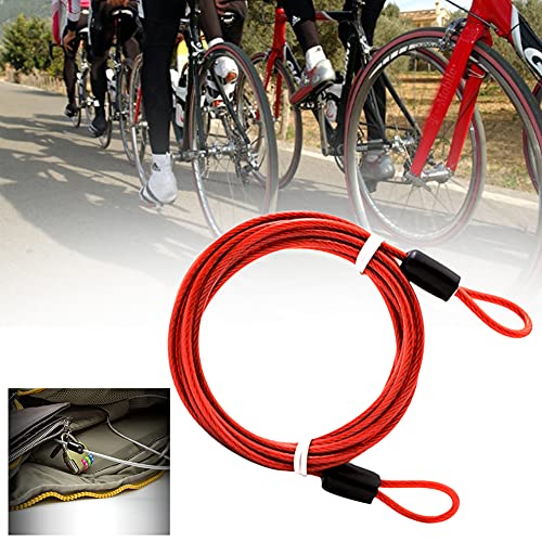 Emvanv Steel Wiring Bike Chain Lock 2 Meters Double Loop Professional Strong Braided(Red) #TOP5