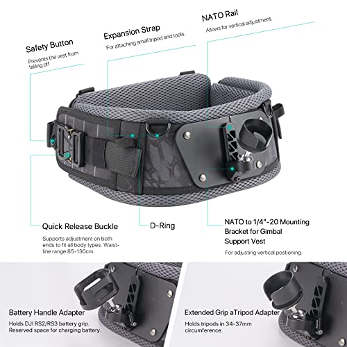 Tilta Lightweight Gimbal Support Vest Compatible with RS 2/RS 3 Pro/RSC 2/RS 3 Gimbal, Camera Video Filmmaking Rig Accessorie GSS-T04 - Image 3