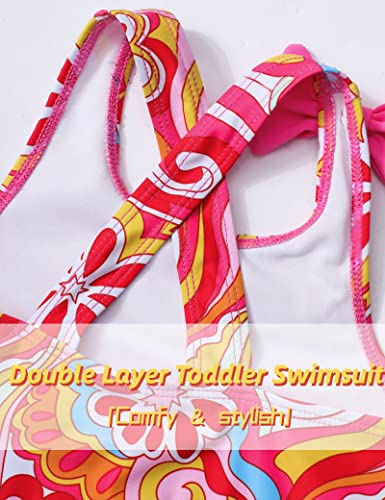 Girls Swimsuit Size 6 7 Kids Swimsuits Cute Print Ruffle Bownot Bathing Suits For Girls Quick Dry One Piece Swimsuits Swimwear #TOP7