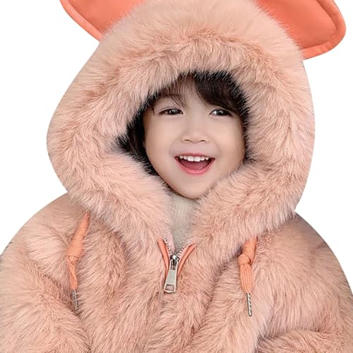 Baby Girls Faux 𝗙𝘂r Jacket Hooded Ear Long Sleeve Zipper Thick Fluff Outerwear Winter Warm Windproof Coat3
