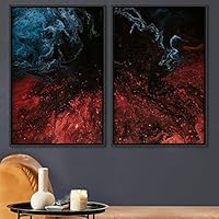 2 Piece Framed Canvas Wall Art Red and Blue Canvas Prints Home Artwork Decoration for Living Room,Bedroom - 16
