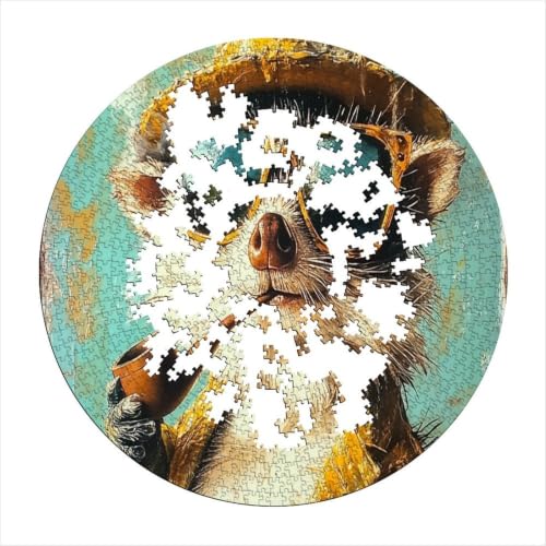 Puzzle de 1000 piezas redondo para relajarse en casa con un diseño de erizo artístico 4