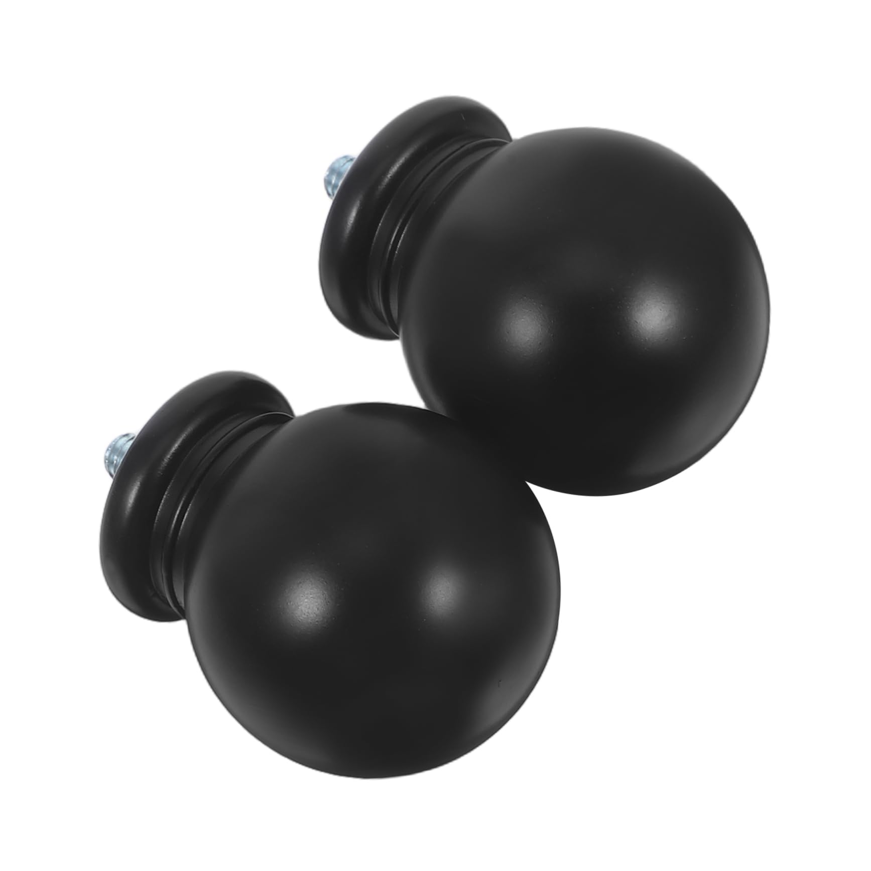 Lot de 2 embouts de tringle à rideaux noirs – Design classique à tête sphérique – Améliorateurs esthétiques pour rideaux de fenêtre en plastique facile à installer, parfaits pour la décoration de la