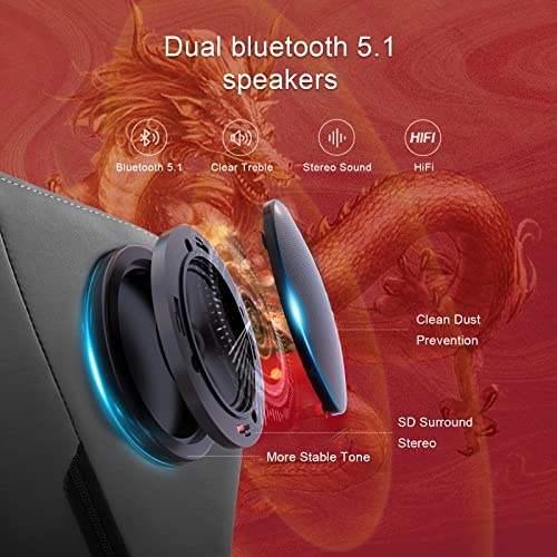 Sedia Gaming Ergonomica Poltrone con Altoparlanti Bluetooth e Poggiapiedi Sedia Gamer Reclinabile Serie Dragon Sedia Ufficio con Poggiatesta e Cuscino Lombare per Lavoro e Gioco Grigio - Sedia gaming - Immagine 4