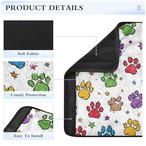 Image of 2 Pack Seatbelt Covers Seat Belt Cover Pad for Adults Boys Girls Car Seat Strap Covers Pads Cushion Universal Shoulder Strap Pad Protector for Backpack Camera Bag 10x7.7Inch Cute Colorful Paw Prints a