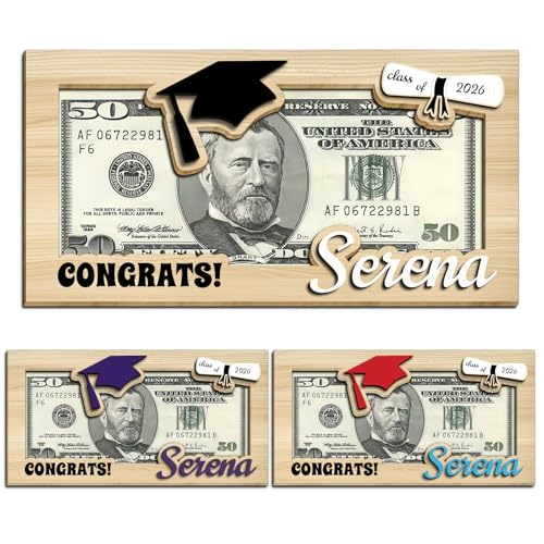 Personalized Wooden Graduation Money Holder, Customizable Name & Year, Double-Layer Hanging Cash Slot, Premium Craftsmanship, Perfect Graduation Gift for 2026
