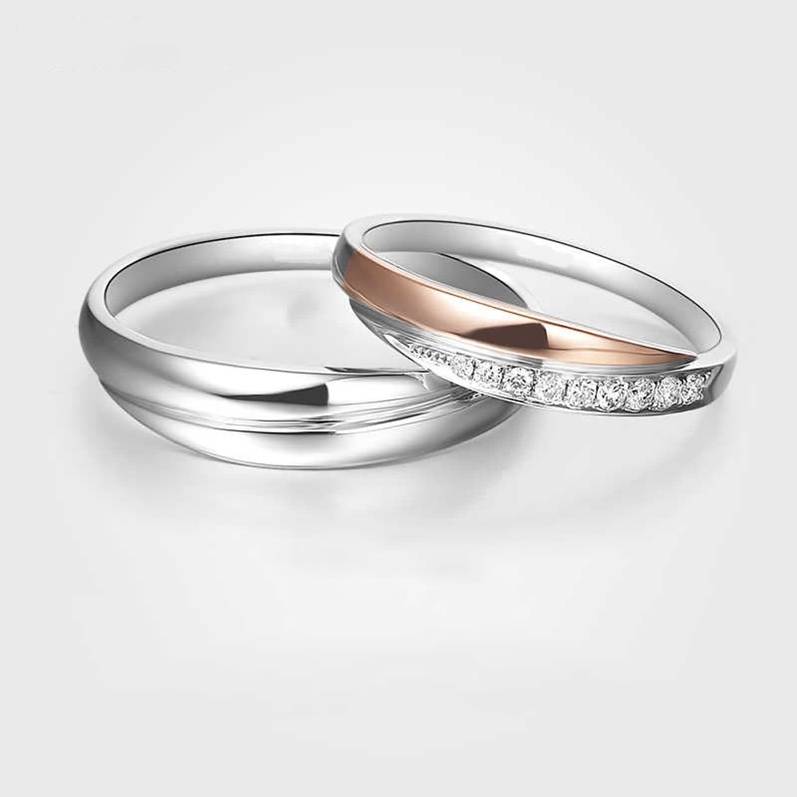 Alianzas de plata Promise para hombre, anillos de boda de oro blanco de 9 quilates, talla 66 (21.0)